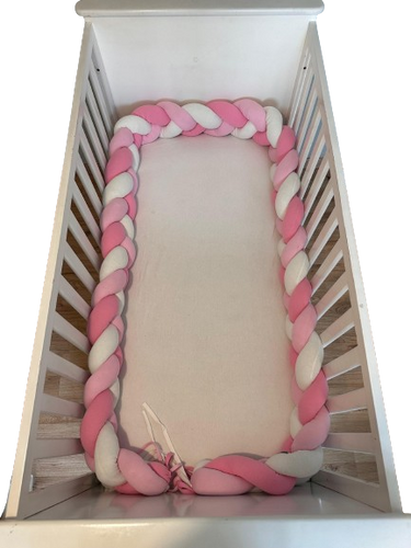 Tour de lit tressé - Rose Blanc
